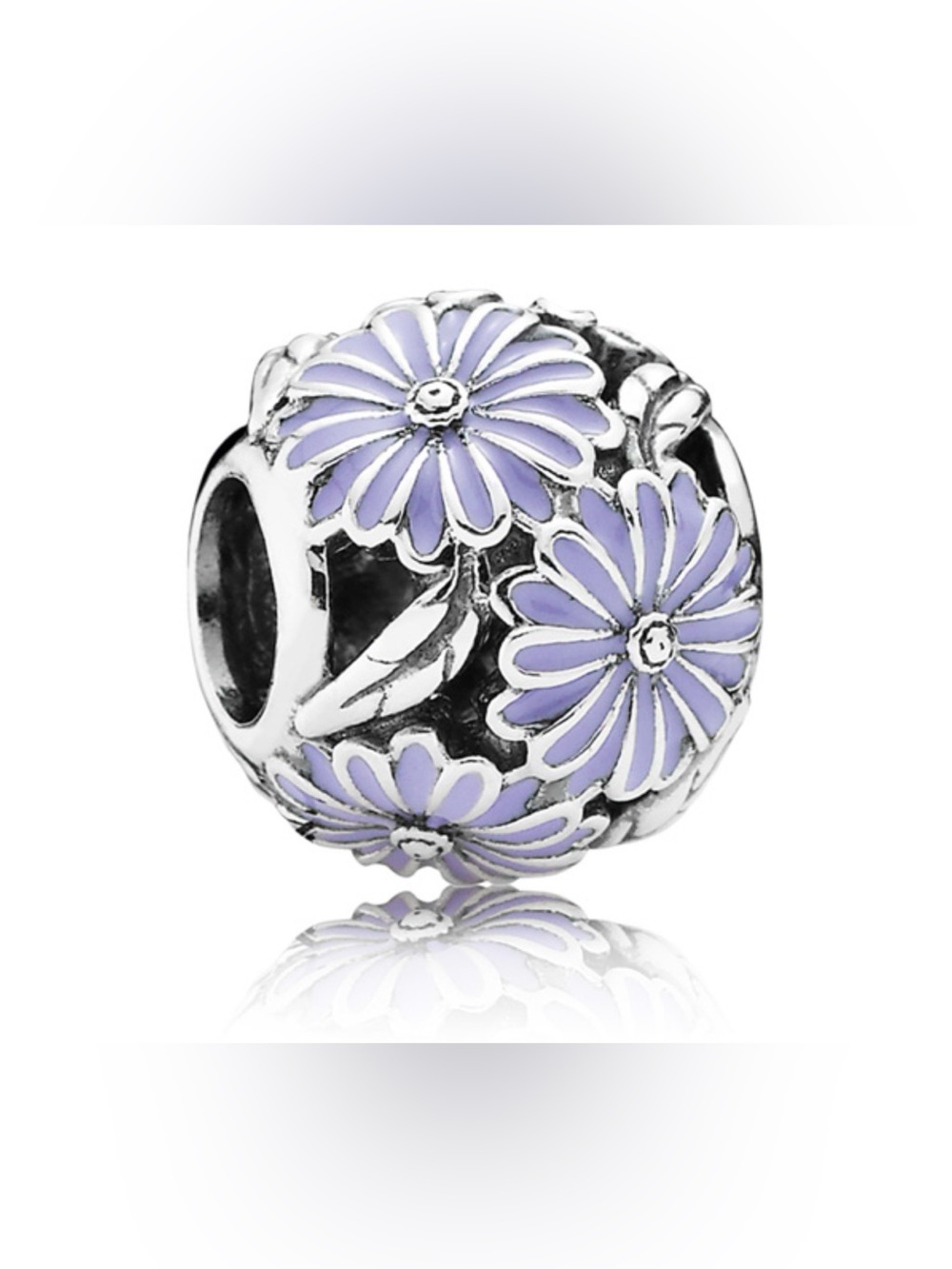 Authentic Pandora Retired Daisy Meadow Lavender Enamel S925 Ale Sterling Charm